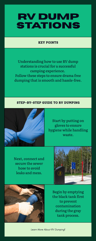 step by step guide to rv dumping info graphic